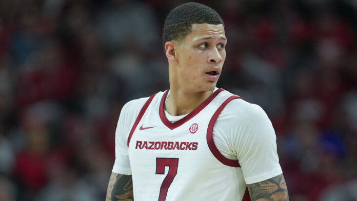 Arkansas Razorbacks forward Trevon Brazile on the court in a game against the Cincinnati Bearcats