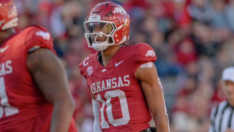 Razorbacks quarterback Taylen Green, offensive lineman Fernando Carmona