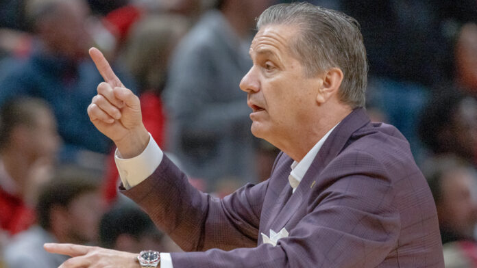 Arkansas Razorbacks coach John Calipari during game against the Texas Tech Red Raiders