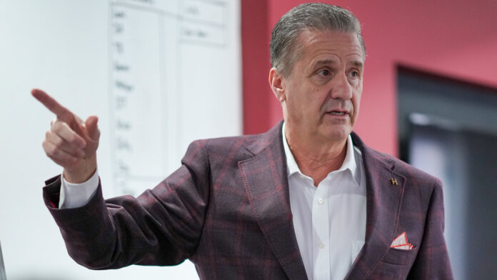 Arkansas Razorbacks coach John Calipari pregame before facing the Kentucky Wildcats