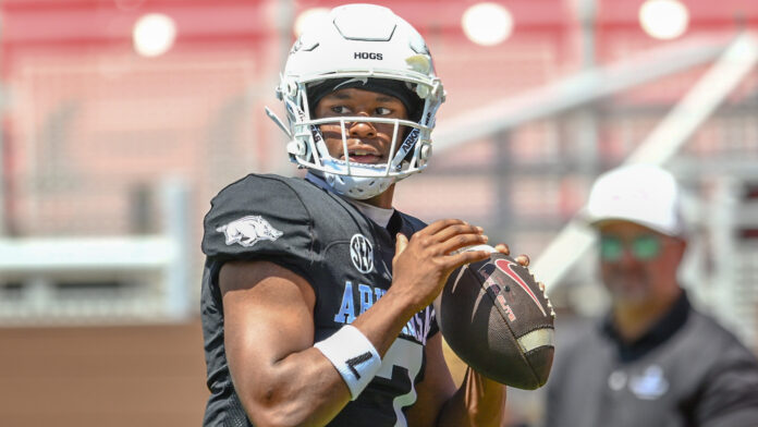 Arkansas Razorbacks quarterback KJ Jackson during the Red-White Game
