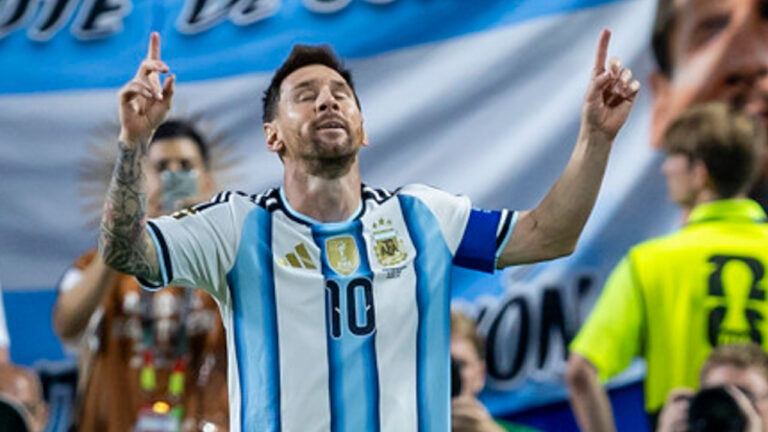 Lionel Messi of Argentina celebrates his second goal during the FIFA World Cup 2026 Group J match
