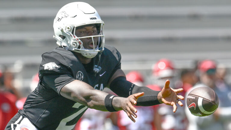 Arkansas Razorbacks quarterback AJ Hill during Red-White game