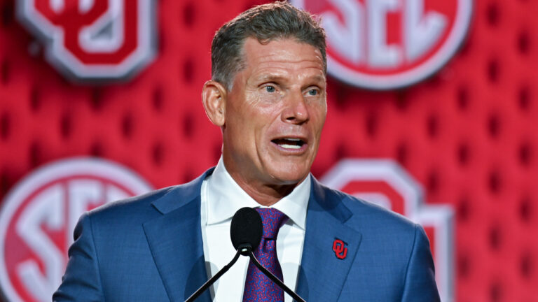 Oklahoma coach Brent Venables at SEC Media Days n Tampa, Fla.