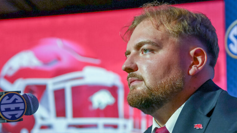 Arkansas’s Caden Kitler at SEC Media Days in Tampa, Florida.