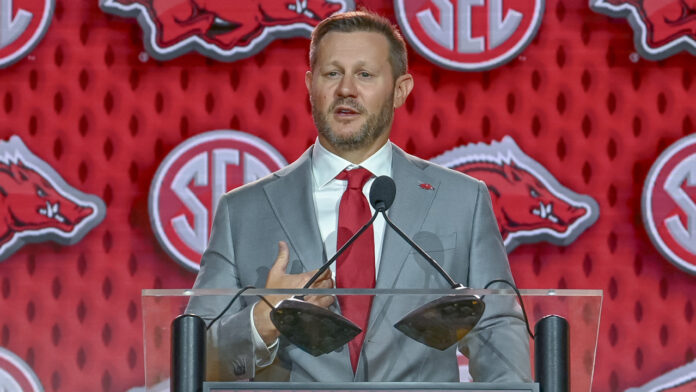Arkansas coach Ryan Silverfield at SEC Media Days