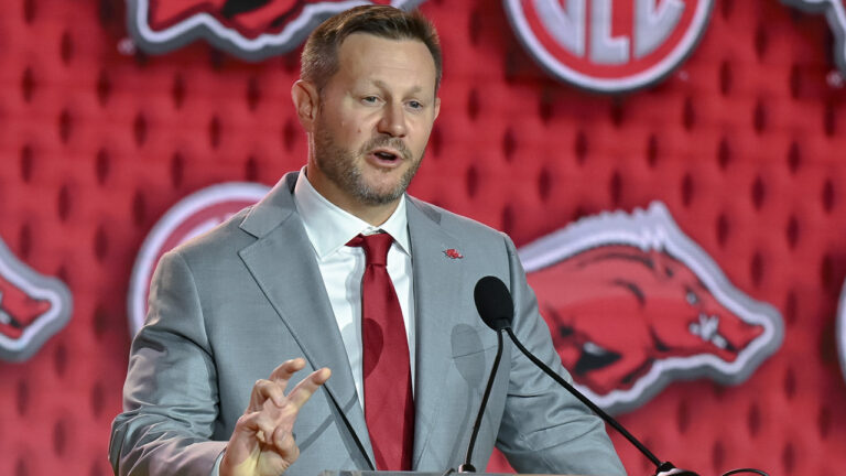 Arkansas coach Ryan Silverfield at SEC Media Days