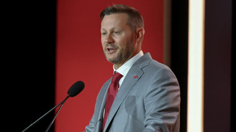 Arkansas coach Ryan Silverfield at SEC Media Days