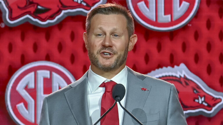 Arkansas coach Ryan Silverfield at SEC Media Days