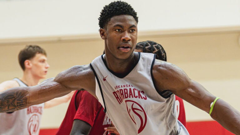 Arkansas Razorbacks JJ Andrews at a summer practice
