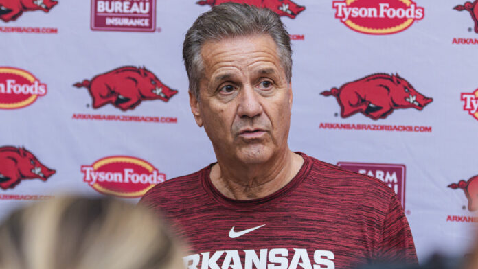 Arkansas coach John Calipari at a summer practice