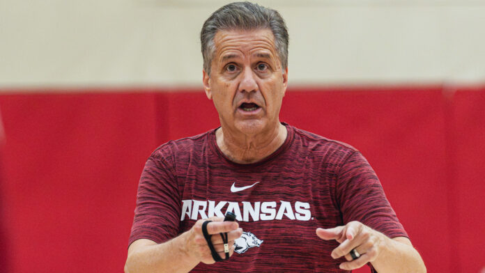 Arkansas coach John Calipari at a summer practice