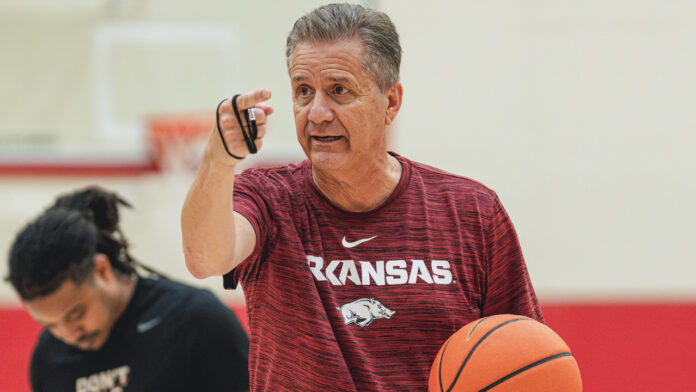 Arkansas coach John Calipari at a summer practice