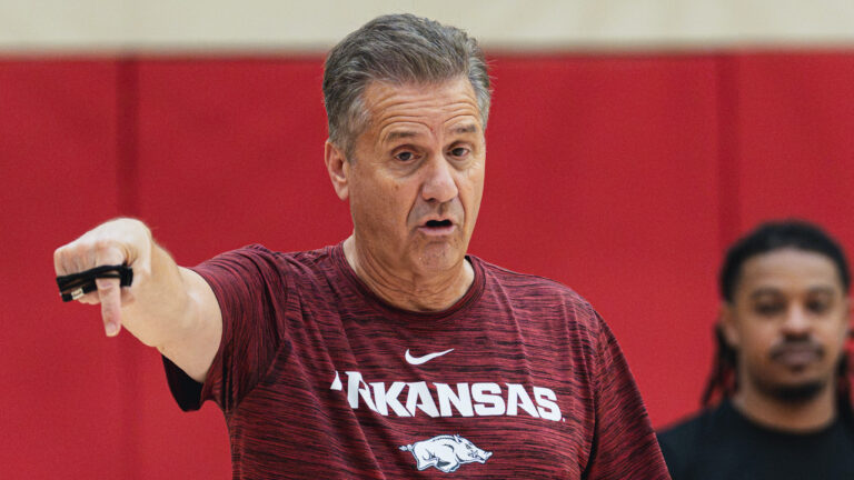 Arkansas coach John Calipari at a summer practice