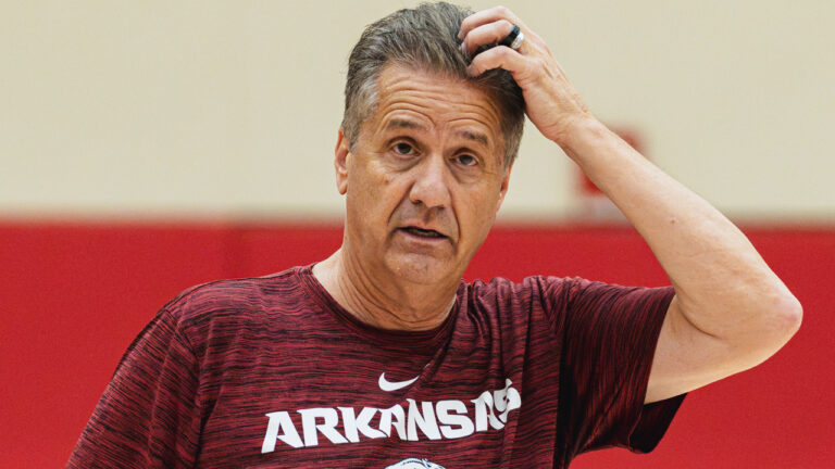 Arkansas coach John Calipari at a summer practice