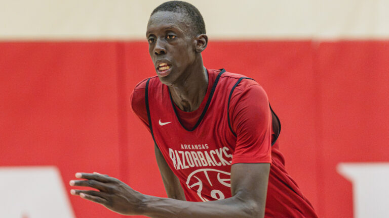 Arkansas Razorbacks Maper Maker at a summer practice