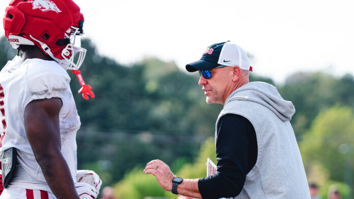 Arkansas Razorbacks Chad Lun.sford during spring practices