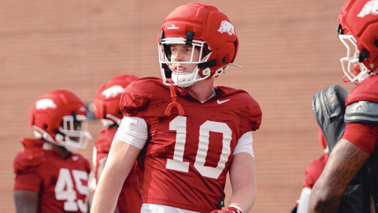 Arkansas Razorbacks Wyatt Simmons during spring practice