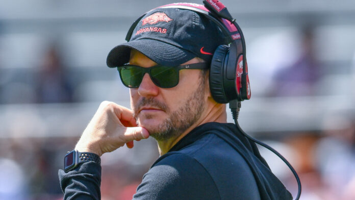 Arkansas Razorbacks coach Ryan Silverfield during Red-White Game in Fayetteville, Ark.