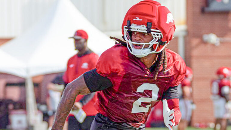 Arkansas Razorbacks defensive back Shelton Lewis during fall practices in Fayetteville, Ark.