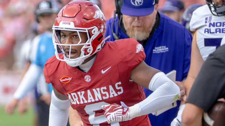 Arkansas Razorbacks wide receiver Chris Marshall during game against North Alabama at Razorback Stadium