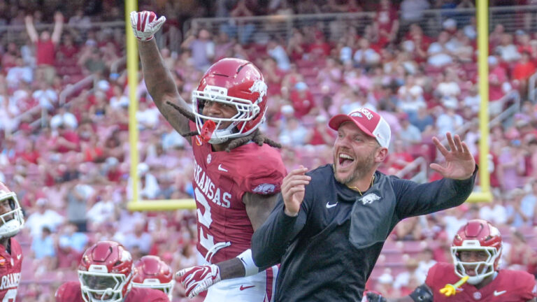 Arkansas Razorbacks defensive back Shelton Lewis during win over North Alabama at Razorback Stadium