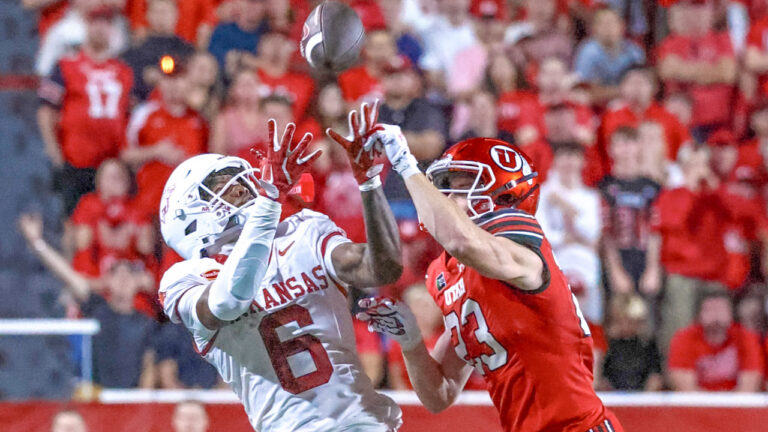 Arkansas Razorbacks wide receiver Chris Marshall looks to make a catch in a game against the Utah Utes