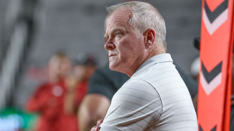 Arkansas Razorbacks athletic director Hunter Yurachek on the sidelines against the Utah Utes