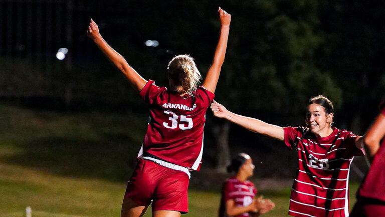 Razorbacks draw Georgia 2-2 as two first-time scorers find net at home