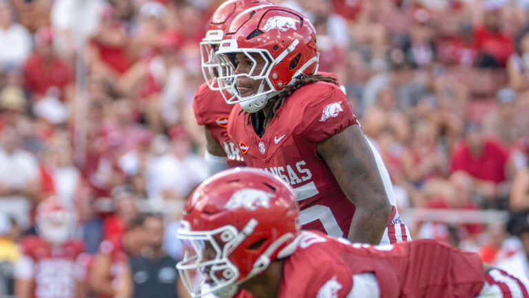 Arkansas Razorbacks linebacker Ja'Quavion Smith during game against North Alabama at Razorback Stadium