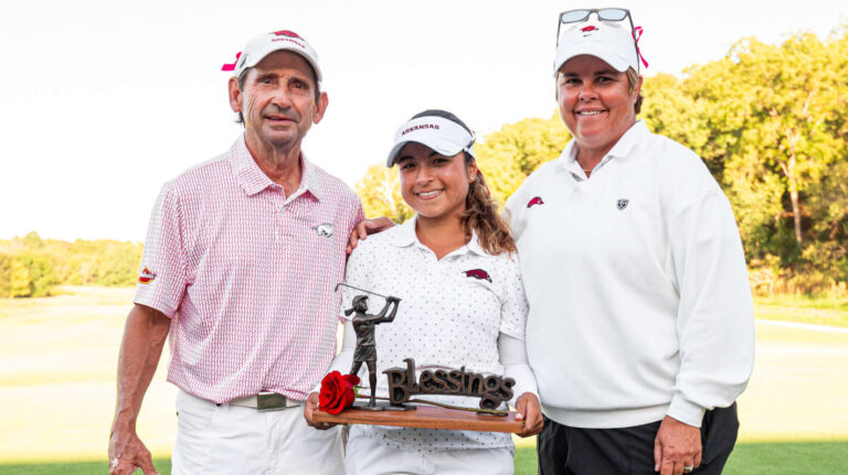 Arkansas Razorbacks with Maria Jose Marin after winning individual title at Blessings