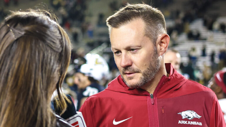 Arkansas Razorbacks coach Ryan Silverfield in ESPN interview after 31-21 win over the Vanderbilt Commodores