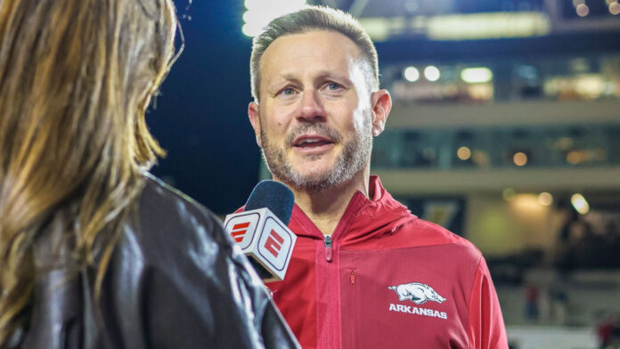 Arkansas Razorbacks coach Ryan Silverfield in ESPN interview after 31-21 win over the Vanderbilt Commodores